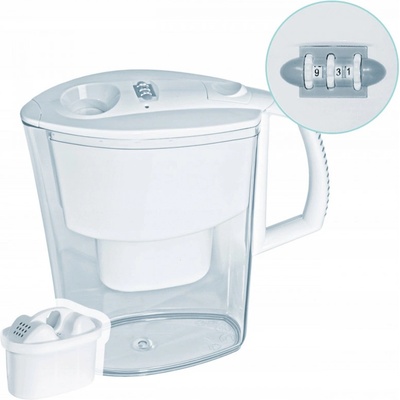 AQUASELECT Кана за вода с филтър Aquaselect B18, 2.5 л, Неплъзгаща се основа, Филтър с йонообменни смоли и активен въглен, Бял (B18)
