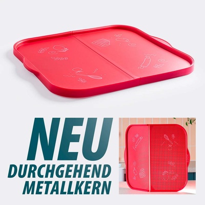 coox 44 х 37 см червена силиконова сгъваема тава/подложка за печене coox