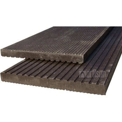 Plastová terasová prkna Transform 330x30x1500, rýhovaná, hnědá - recyklát