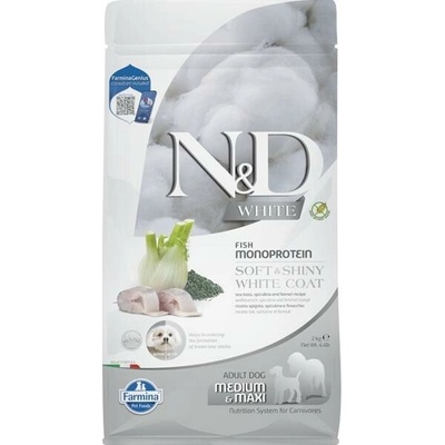 N&D White Dog Grain Free Sea Bass Spirulina & Fennel Adult Medium & Maxi 2 kg