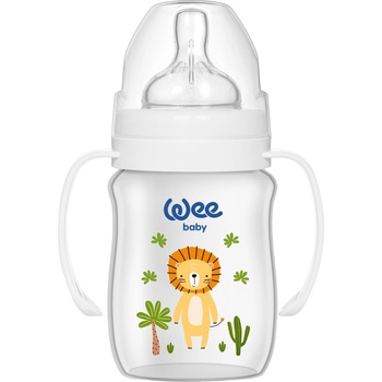 Wee Baby Шише за хранене с дръжки Wee Baby - Safari, PP, 150 ml, лъв (483)