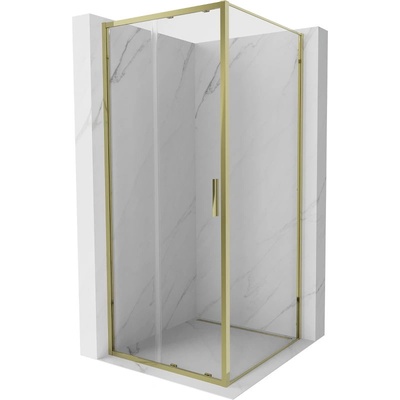 Mexen Exo плъзгаща се душ кабина 120 x 120 см, прозрачна, златиста - 8151-120-120-50-00 (8151-120-120-50-00)