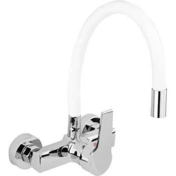Image 1 of Кухненски смесител с гъвкава лебедка (чучур) fala, стенен, бял (euro 75671)