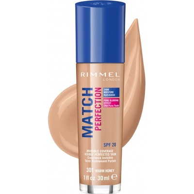 Rimmel London Match Perfection SPF20 tekutý make-up 301 Warm Honey 30 ml