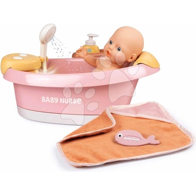 Smoby Vanička s funkčnou sprchou Balneo Bath Soft Baby Nurse s jacuzzi kúpeľom s LED svetlom a bublaním elektronická