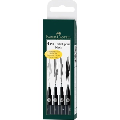 Faber-Castell Тънкописец Pitt Artist Pen, № 199, черен, 4 броя (S, F, M, B) (O1010180075)