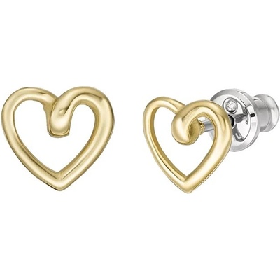 Fossil Krásné pozlacené náušnice srdíčka Sawyer JOF00930710