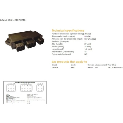 DZE jednotka zapalování CDI YAMAHA YFM 660 RAPTOR 01 (OEM-5LP-85540-00) – Hledejceny.cz