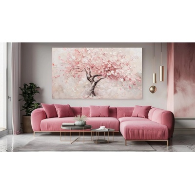 Obraz Růžovo Bílý Strom 105x60