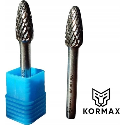 Rotačný frézovací pilník plameňový 10x20x65x6 na kov z karbidu, stopka 6mm