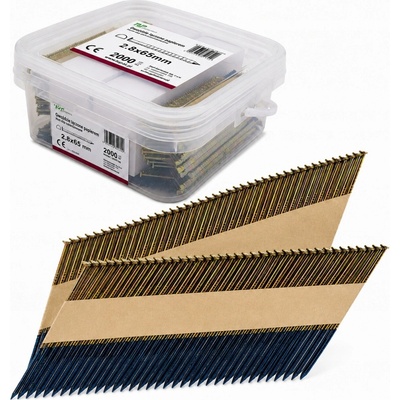 Klince spájané papierom 2,8x65 mm Krúžkové Pozinkované 34° 2000ks