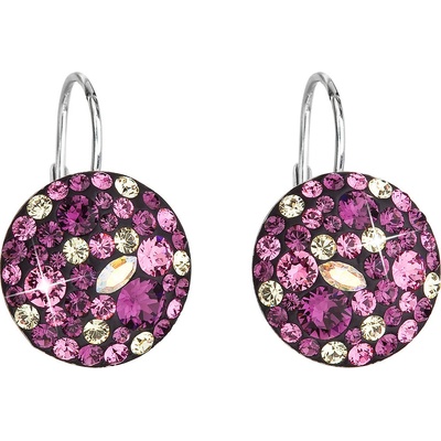 Pavona stříbrné visací s krystaly Swarovski fialové kulaté 31176.3 amethyst