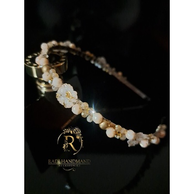 Radi handmade Диадема с, прасковени кристали и златисти перли (956)