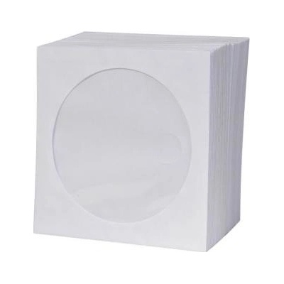 Obálka na 1 ks CD, papier, biela, s okienkom, Logo, 100-pack