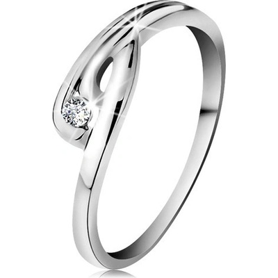 Šperky Eshop prsten v bílém zlatě zářivý čirý diamant zahnutá ramena se zářezem S3BT178.31