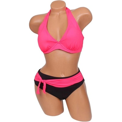 Дамски бански в неоново розово и черно