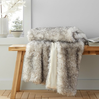 Catherine Lansfield Sivá deka z umelá kožušiny Arctic Fox 130x170