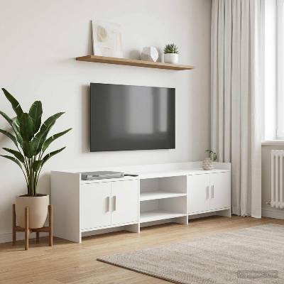 vidaXL ТВ шкаф 168 x 33 x 47 см Бяло Инженерна дървесина (8011179)