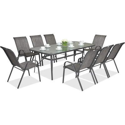 Garden Point Метални градински мебели Modena за 8 души с голяма маса Garden Point, сиви (GAP386-8)