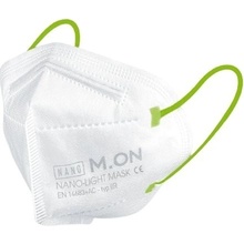 nano M.ON nano LIGHT MASK JUNIORSKÁ EDÍCIA nano rúško v tvare respirátora biela + svietivo zelená 10 ks