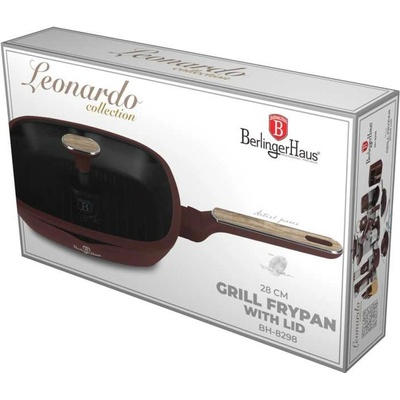 BERLINGERHAUS Grilovací pánev s titanovým povrchem a poklicí 28 cm Leonardo Nordic Collection BH-8298