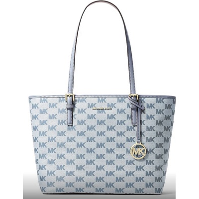 Michael Kors plátěná kabelka přes rameno logo světle modrá