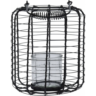 Lampa kov drôtená 185x240mm so závesom na sviečku, čierna