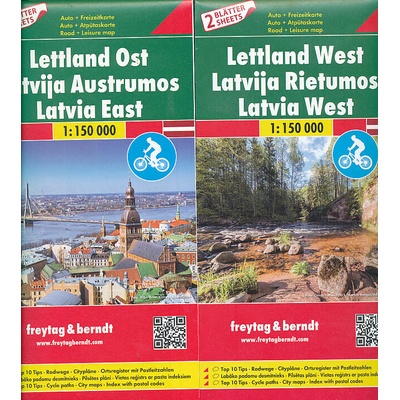 Lotyšsko 1:150 000 cyklomapa, set 2 mapy / Latvia East + West