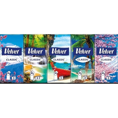 Velvet Classic hygienické vreckovky 3-vrstvové 10 x 10 ks