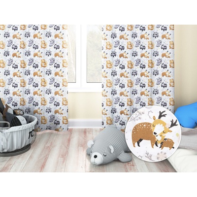 Biante Dětský bavlněný závěs Sandra SA-223 Zvířátka s mláďátky 150x250 cm