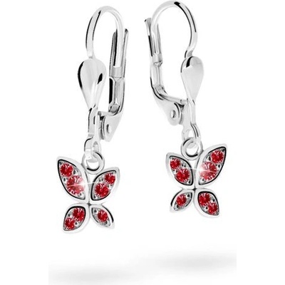 Danfil dětské náušnice C2259 z bílého zlata s kamínky Ruby Dark zapínání klapka