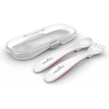 8477 Nuvita комплект вилица и лъжица в кутия розов (5350555006879)