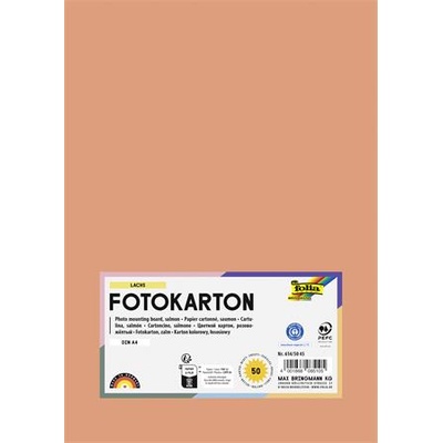 FOLIA Декоративен картон, 2 страници, A4, 300 g, 50 листа, FOLIA, сьомга 614/50 45 (614/50 45)