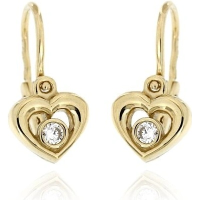 Zlatnictví U Kostela dětské zlaté náušnice bílá srdíčka 427B