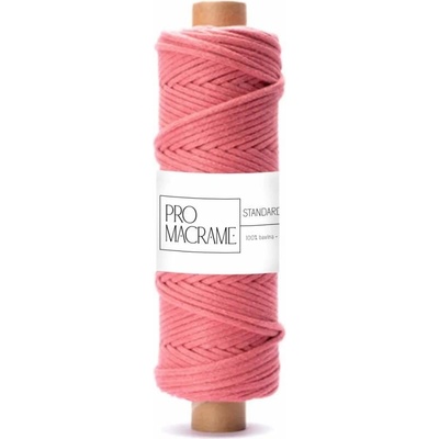 bavlněná šňůra Pro Macramé 5mm, splétaná - malinová