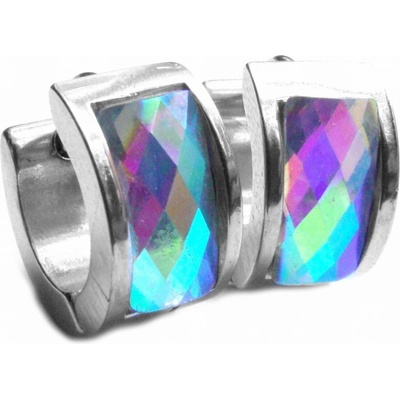 Steel Jewelry náušnice kroužky duhové z chirurgické oceli NS090177