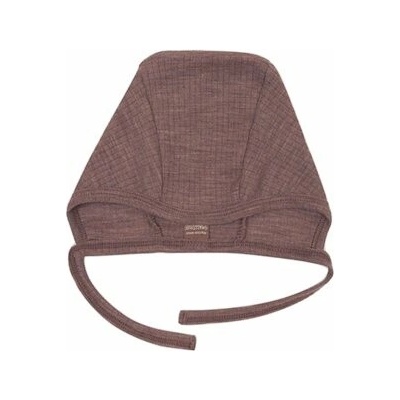 Detská zaväzovacia merino čiapka so šnúrkou pre bábätko Smallstuff hnedá rose brown
