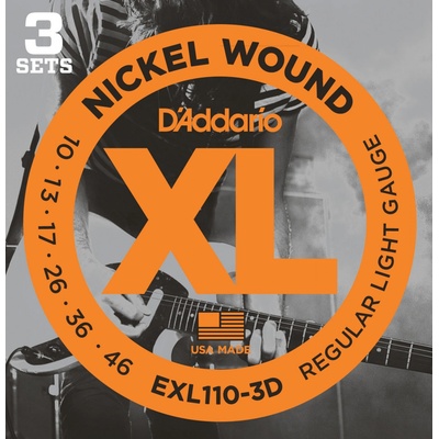 D`Addario EXL 110-3D 3er Pack Saitensatz E-Gitarre kompletter Satz Nickel