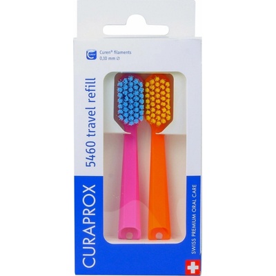 Curaprox CS 5460 Travel set náhradní hlavice kartáčku tmavě růžová + žlutá