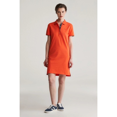 Gant Contrast Collar Pique Polo Dress Orange Red