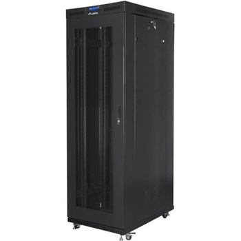 Lanberg Комуникационен шкаф Lanberg FF01-8027-23BL, 19", 27U, 146.1 x 100 x 80 cm, товароносимост до 1200кг, термостат, черен (FF01-8027-23BL)