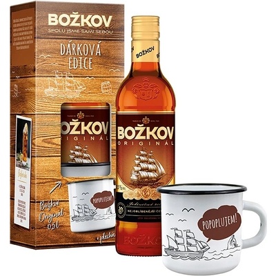 Božkov Originál 37,5% 0,5 l (dárkové balení originální plecháček)