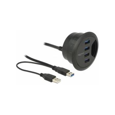 Delock USB хъб, Delock, 4 порта, USB 3.0, 5 Gbps, 60/80 mm, Черен