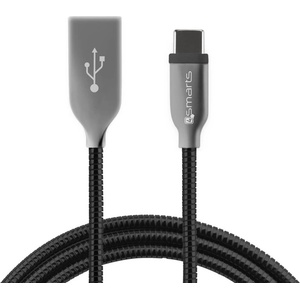 4smarts USB-C кабел с оплетка от неръждаема стомана (50 см) - 4smarts FerrumCord USB-C Stainless Steel Data Cable (черен) (4S468512)