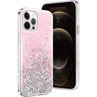 SwitchEasy Starfield Case - дизайнерски удароустойчив хибриден кейс за iPhone 12, iPhone 12 Pro (розов)