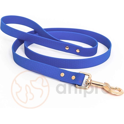 Anipro Hexagon - Повод лента хексагон за кучета, 20мм/120см тъмно син с карабинка розово злато