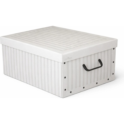 Compactor Skladacia úložná krabica - kartón box Anton 50 x 40 x 25 cm, biela / sivá