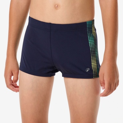 Decathlon Chlapčenské boxerkové plavky Fiti modro-žlté
