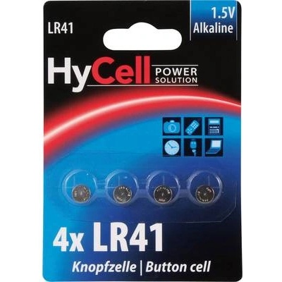 HyCell LR41 монетна клетка, алкален манган, 1.5V, 30 mAh, 4 бр. , HyCell AG3, V3GA, G3A, 3GA, 192, L736, LR736, RW87, GP192 (1516-0025) (1516-0025)