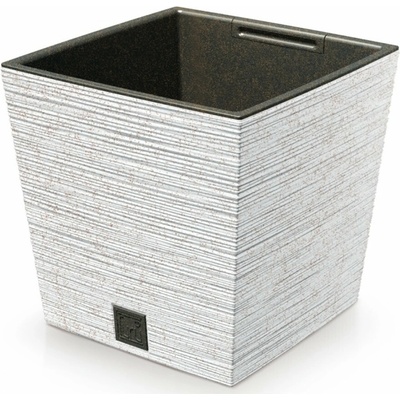 PROSPERPLAST Kvetináč FURU SQUARE LOW ECO WOOD 24cm biely